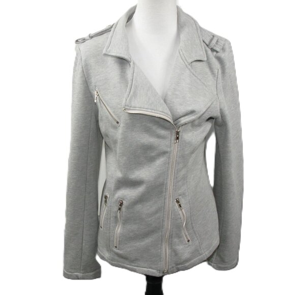 POL Gray Knit Moto Blazer Size Large - Picture 1 of 7